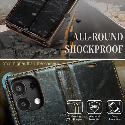 CASEME 013 Series For Xiaomi Redmi Note 13 4G Case Retro Leather Wallet Flip Phone Cover