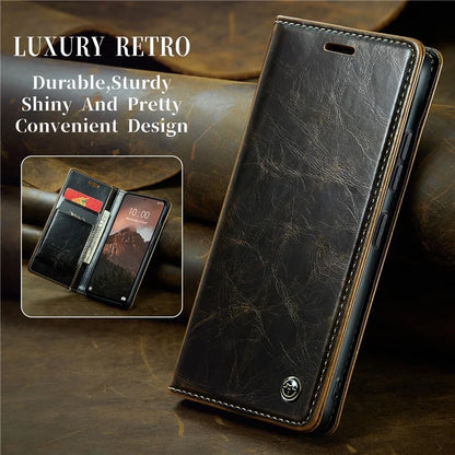 CASEME 013 Series For Xiaomi Redmi Note 13 4G Case Retro Leather Wallet Flip Phone Cover