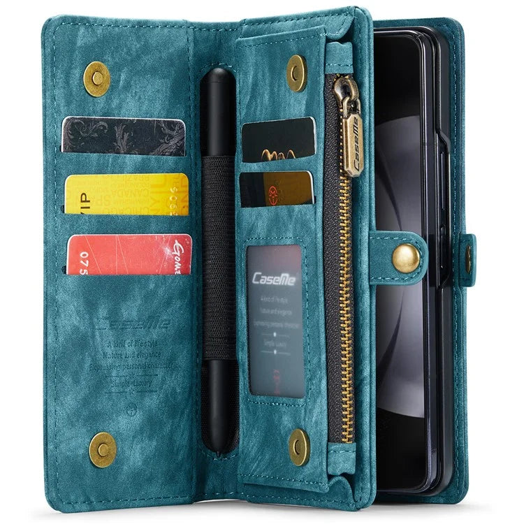 CASEME 008 Series for Samsung Galaxy Z Fold5 5G Case Stand Zipper Wallet Leather Phone Cover