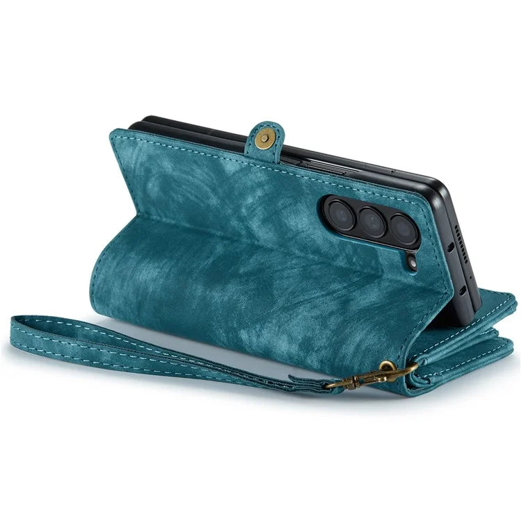 CASEME 008 Series for Samsung Galaxy Z Fold5 5G Case Stand Zipper Wallet Leather Phone Cover