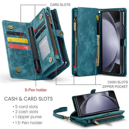 CASEME 008 Series for Samsung Galaxy Z Fold5 5G Case Stand Zipper Wallet Leather Phone Cover