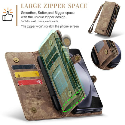 CASEME 008 Series for Samsung Galaxy Z Fold5 5G Case Stand Zipper Wallet Leather Phone Cover