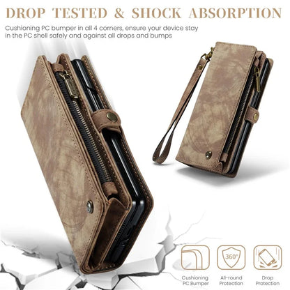 CASEME 008 Series for Samsung Galaxy Z Fold5 5G Case Stand Zipper Wallet Leather Phone Cover