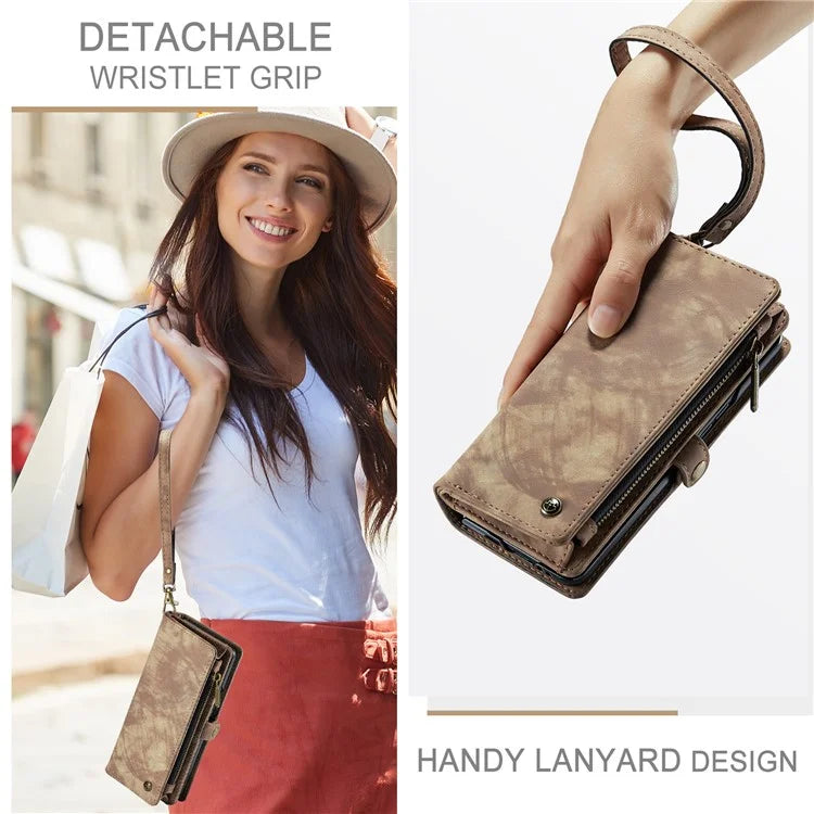 CASEME 008 Series for Samsung Galaxy Z Fold5 5G Case Stand Zipper Wallet Leather Phone Cover