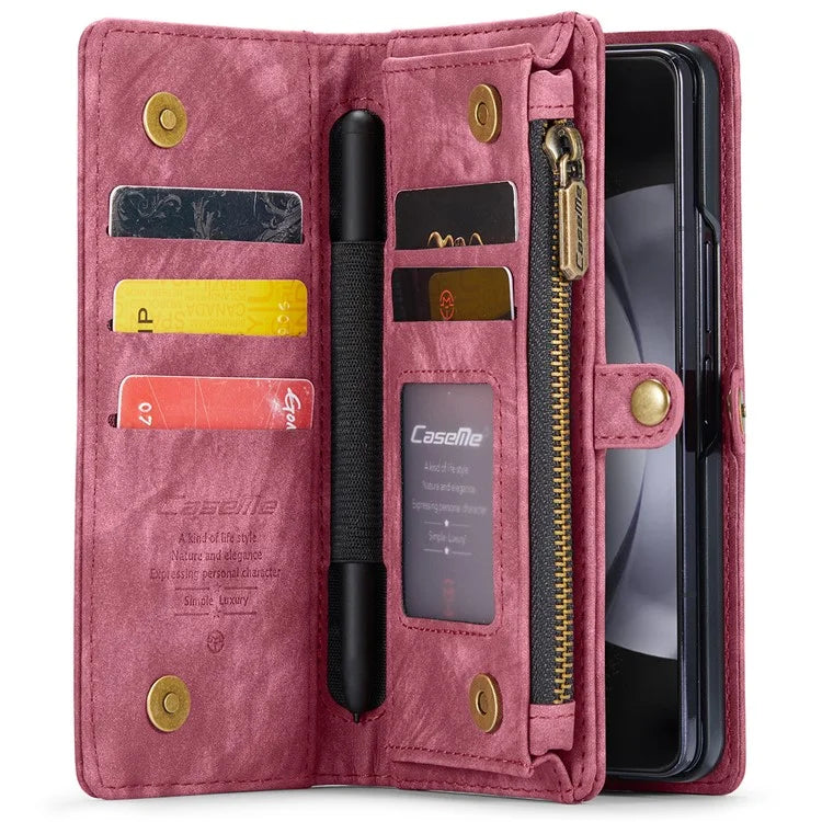 CASEME 008 Series for Samsung Galaxy Z Fold5 5G Case Stand Zipper Wallet Leather Phone Cover