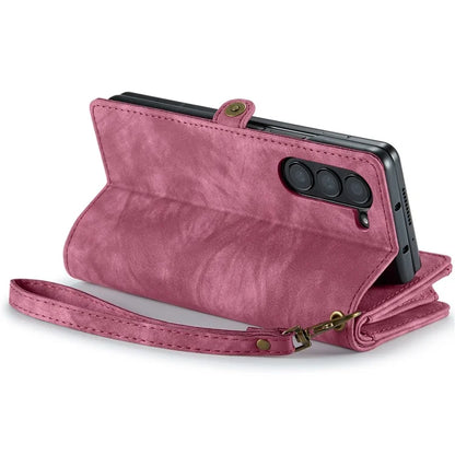 CASEME 008 Series for Samsung Galaxy Z Fold5 5G Case Stand Zipper Wallet Leather Phone Cover