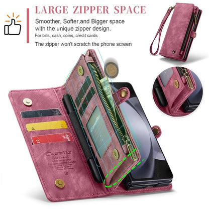 CASEME 008 Series for Samsung Galaxy Z Fold5 5G Case Stand Zipper Wallet Leather Phone Cover