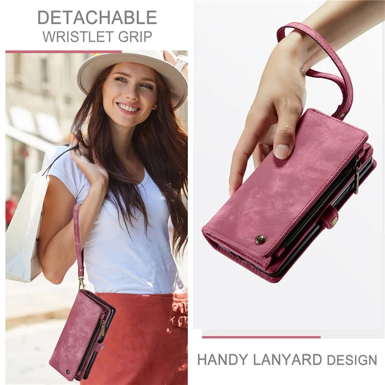 CASEME 008 Series for Samsung Galaxy Z Fold5 5G Case Stand Zipper Wallet Leather Phone Cover