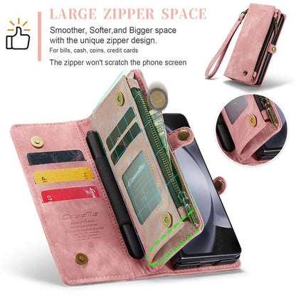 CASEME 008 Series for Samsung Galaxy Z Fold5 5G Case Stand Zipper Wallet Leather Phone Cover