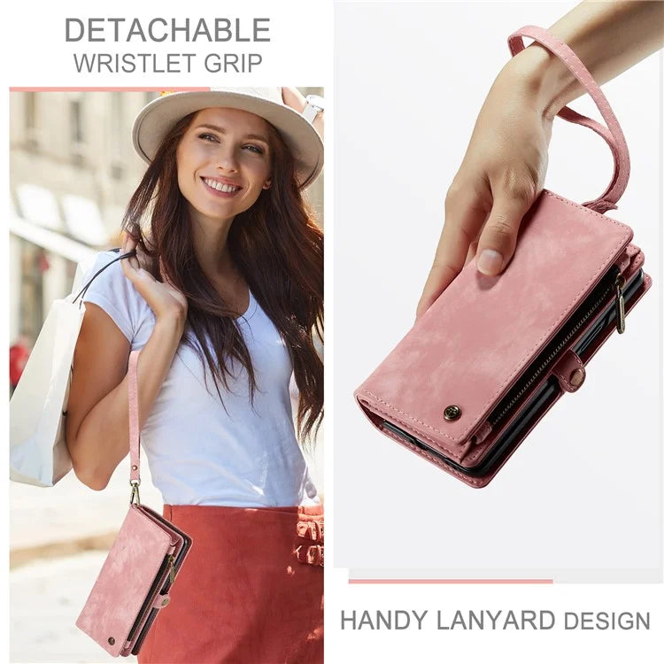CASEME 008 Series for Samsung Galaxy Z Fold5 5G Case Stand Zipper Wallet Leather Phone Cover