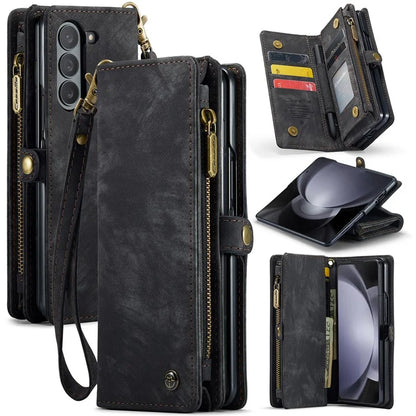 CASEME 008 Series for Samsung Galaxy Z Fold5 5G Case Stand Zipper Wallet Leather Phone Cover