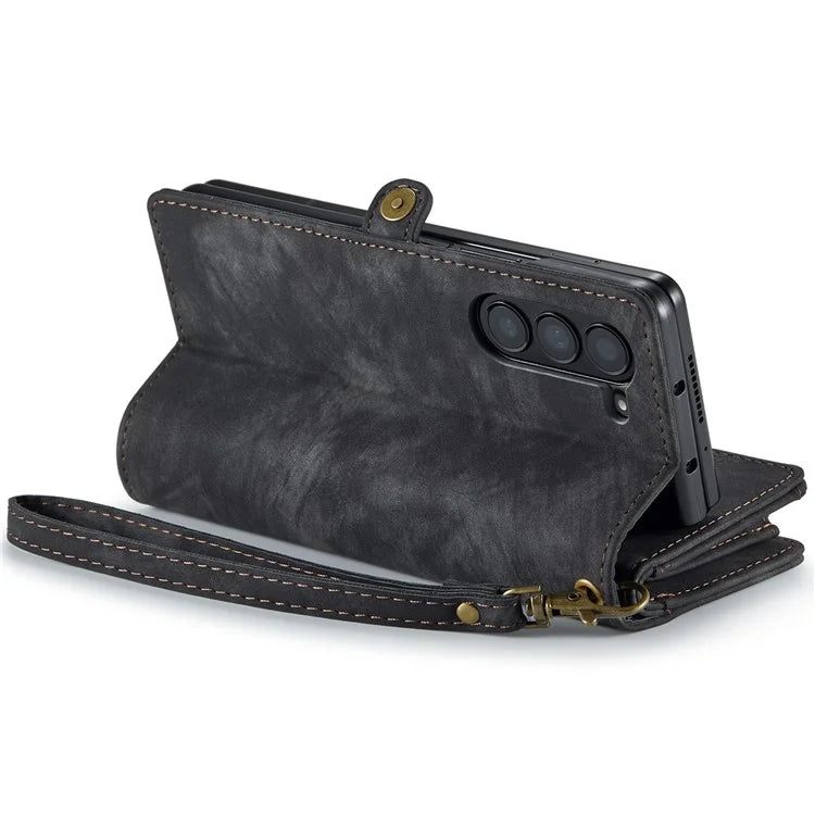 CASEME 008 Series for Samsung Galaxy Z Fold5 5G Case Stand Zipper Wallet Leather Phone Cover