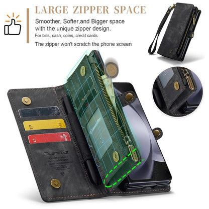 CASEME 008 Series for Samsung Galaxy Z Fold5 5G Case Stand Zipper Wallet Leather Phone Cover