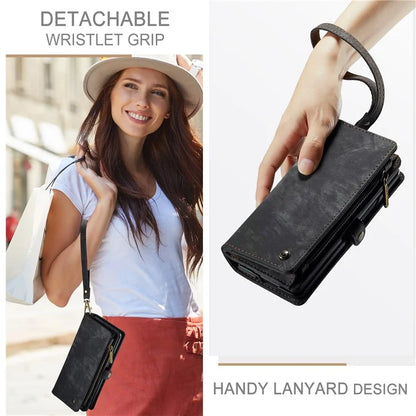 CASEME 008 Series for Samsung Galaxy Z Fold5 5G Case Stand Zipper Wallet Leather Phone Cover