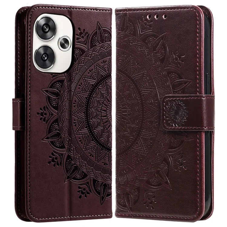 For Xiaomi Poco F6 5G / Redmi Turbo 3 5G Case Imprinted Totem PU Leather Phone Cover