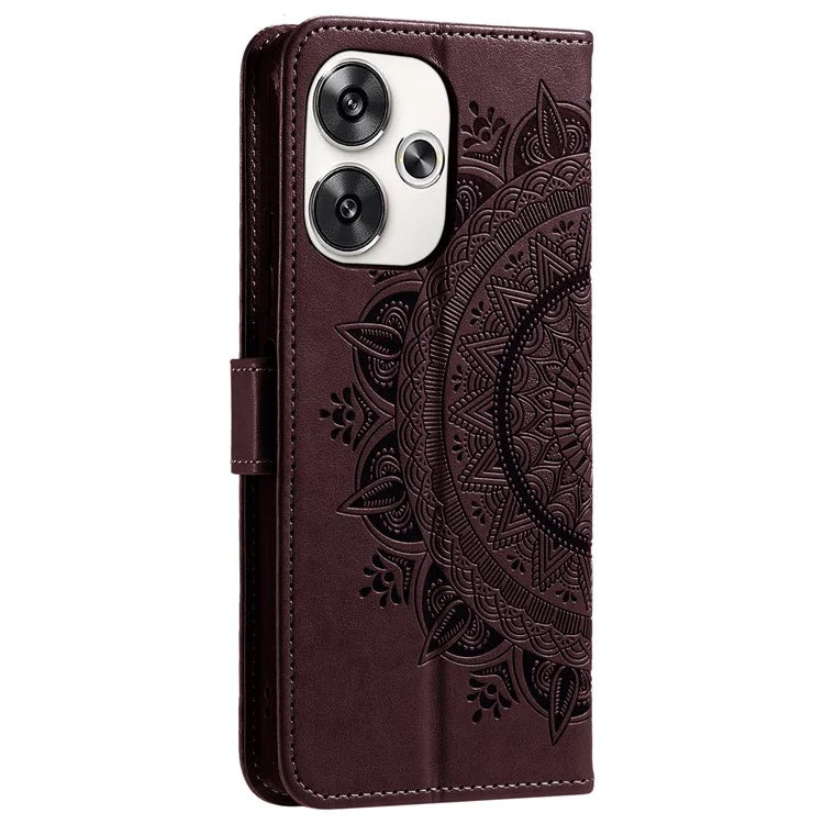 For Xiaomi Poco F6 5G / Redmi Turbo 3 5G Case Imprinted Totem PU Leather Phone Cover