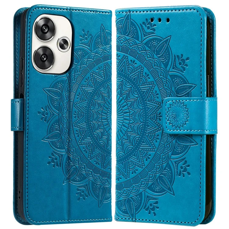 For Xiaomi Poco F6 5G / Redmi Turbo 3 5G Case Imprinted Totem PU Leather Phone Cover