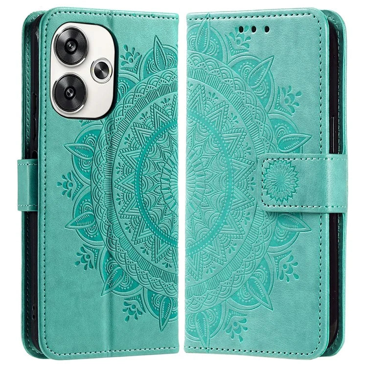 For Xiaomi Poco F6 5G / Redmi Turbo 3 5G Case Imprinted Totem PU Leather Phone Cover
