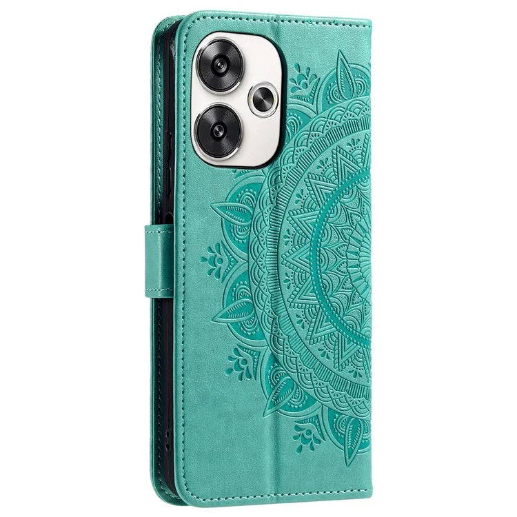 For Xiaomi Poco F6 5G / Redmi Turbo 3 5G Case Imprinted Totem PU Leather Phone Cover