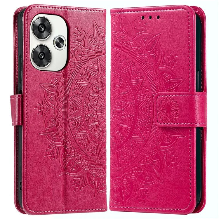 For Xiaomi Poco F6 5G / Redmi Turbo 3 5G Case Imprinted Totem PU Leather Phone Cover