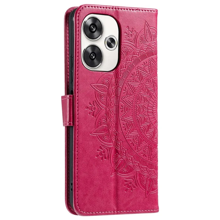 For Xiaomi Poco F6 5G / Redmi Turbo 3 5G Case Imprinted Totem PU Leather Phone Cover