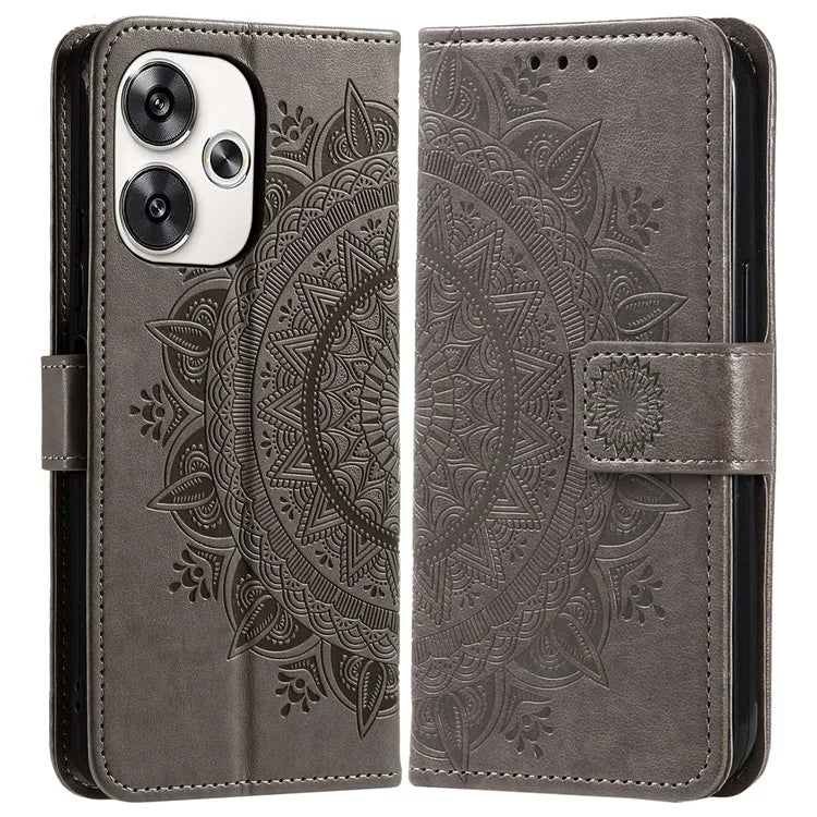 For Xiaomi Poco F6 5G / Redmi Turbo 3 5G Case Imprinted Totem PU Leather Phone Cover