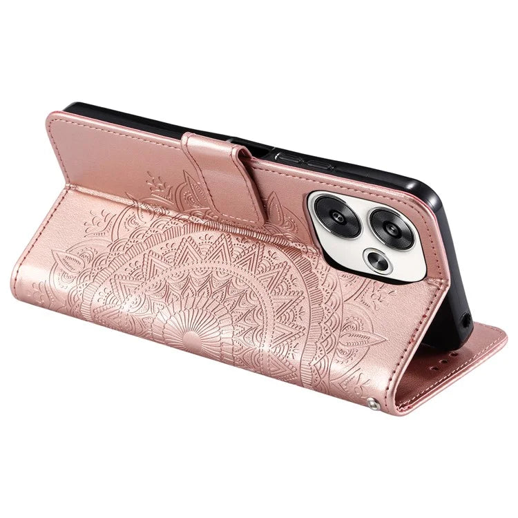 For Xiaomi Poco F6 5G / Redmi Turbo 3 5G Case Imprinted Totem PU Leather Phone Cover Gold
