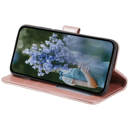 For Xiaomi Poco F6 5G / Redmi Turbo 3 5G Case Imprinted Totem PU Leather Phone Cover Gold