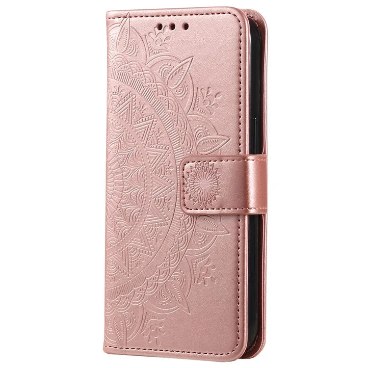 For Xiaomi Poco F6 5G / Redmi Turbo 3 5G Case Imprinted Totem PU Leather Phone Cover Gold