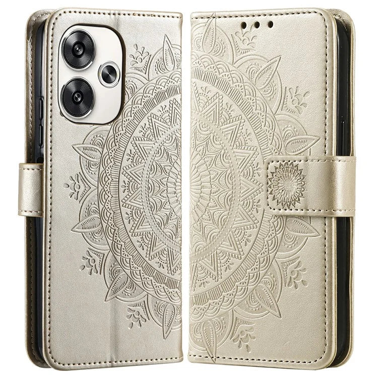 For Xiaomi Poco F6 5G / Redmi Turbo 3 5G Case Imprinted Totem PU Leather Phone Cover