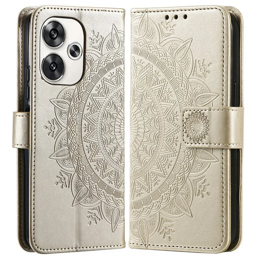 For Xiaomi Poco F6 5G / Redmi Turbo 3 5G Case Imprinted Totem PU Leather Phone Cover