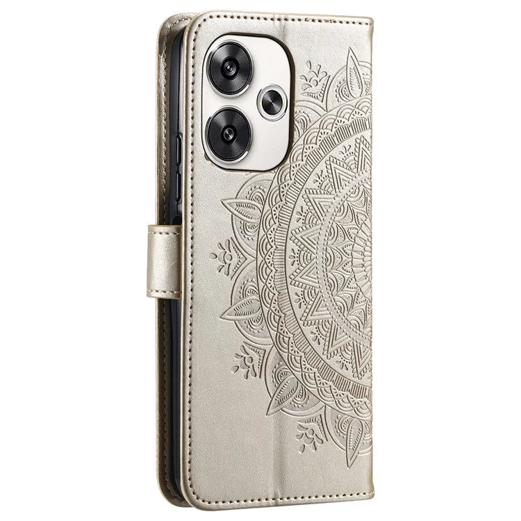 For Xiaomi Poco F6 5G / Redmi Turbo 3 5G Case Imprinted Totem PU Leather Phone Cover