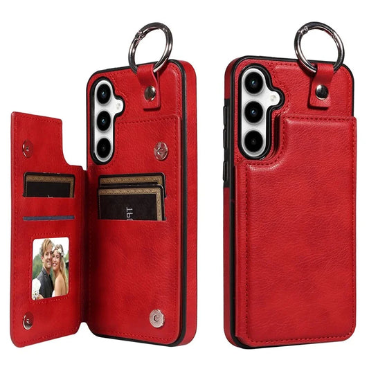 003 For Samsung Galaxy A35 5G Case Card Slots Ring Kickstand PU Leather+TPU Phone Cover