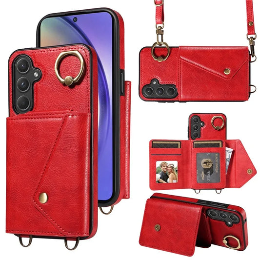 002 For Samsung Galaxy A55 5G Case Phone Card Bag Kickstand Leather+TPU Phone Cover