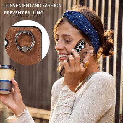 006 For Samsung Galaxy A35 5G Case Anti-Drop PU + TPU Phone Cover Card Slot Ring Kickstand