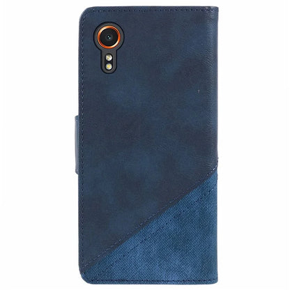 For Samsung Galaxy Xcover7 Case PU Leather Flip Phone Cover Crazy Horse Texture Splicing