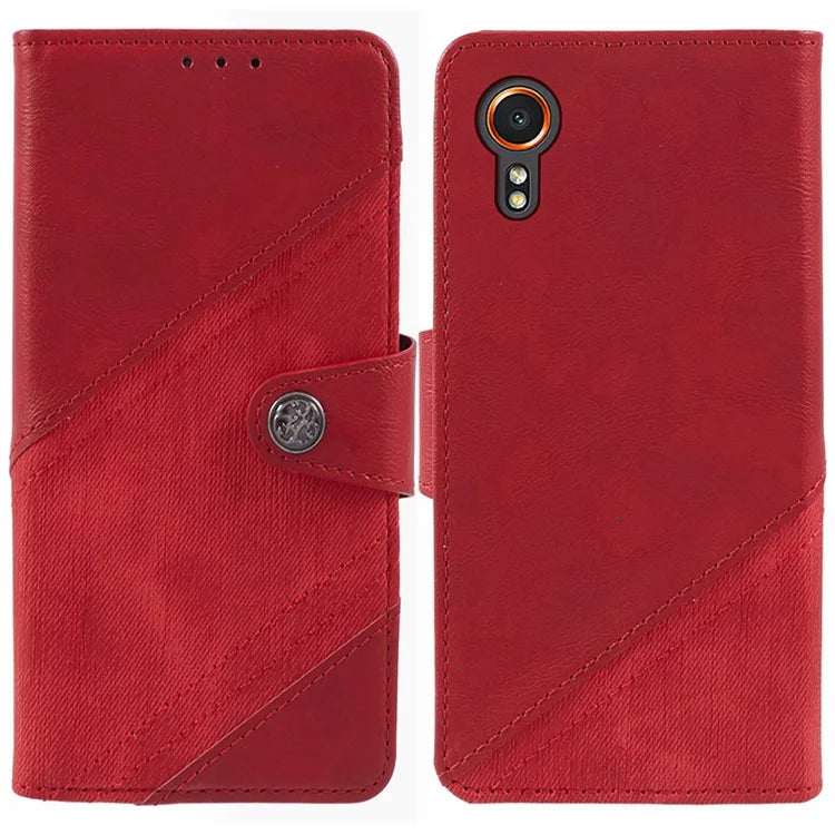 For Samsung Galaxy Xcover7 Case PU Leather Flip Phone Cover Crazy Horse Texture Splicing