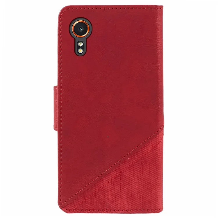For Samsung Galaxy Xcover7 Case PU Leather Flip Phone Cover Crazy Horse Texture Splicing