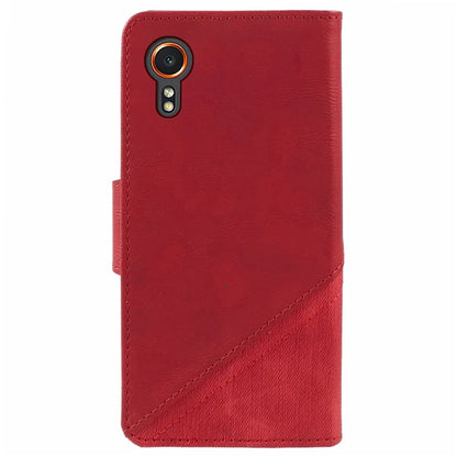 For Samsung Galaxy Xcover7 Case PU Leather Flip Phone Cover Crazy Horse Texture Splicing