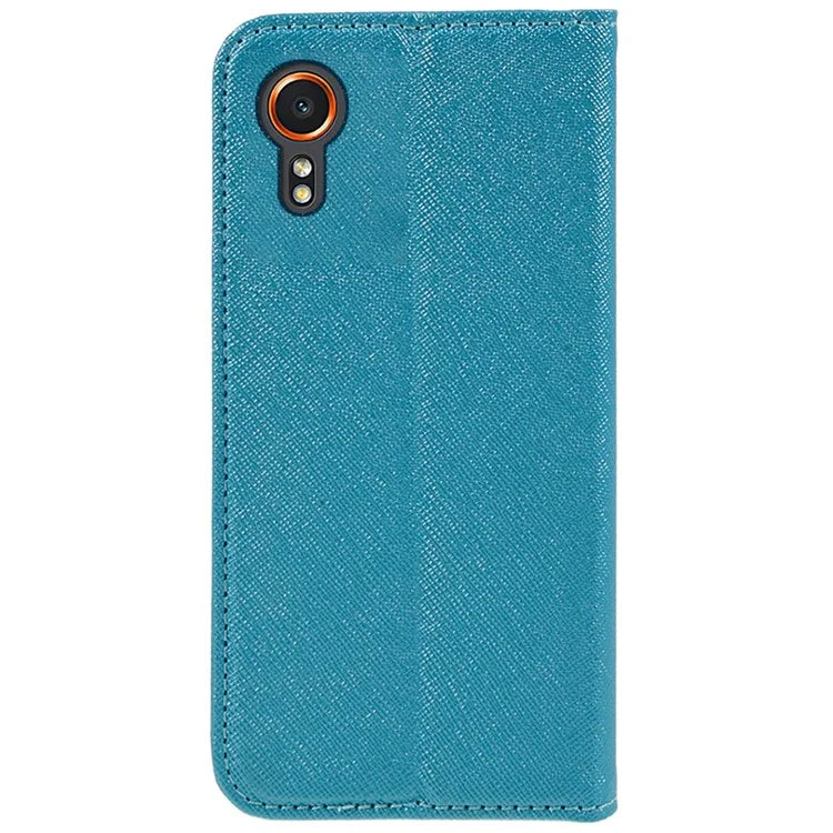 For Samsung Galaxy Xcover7 Stand Case Cross Texture Leather Flip Phone Cover