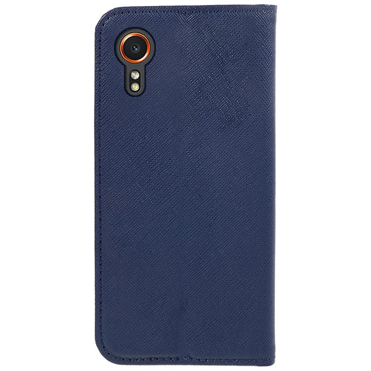 For Samsung Galaxy Xcover7 Stand Case Cross Texture Leather Flip Phone Cover