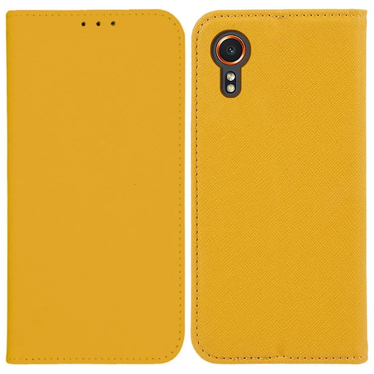 For Samsung Galaxy Xcover7 Stand Case Cross Texture Leather Flip Phone Cover