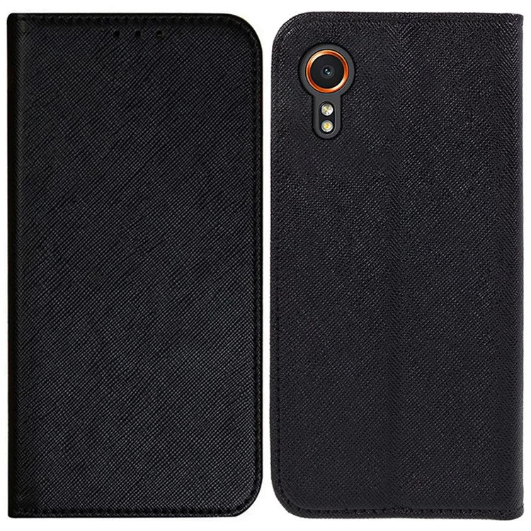 For Samsung Galaxy Xcover7 Stand Case Cross Texture Leather Flip Phone Cover