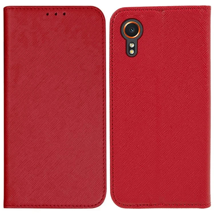 For Samsung Galaxy Xcover7 Stand Case Cross Texture Leather Flip Phone Cover