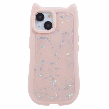JTW Series For iPhone 13 Case Cat Ear Soft TPU Phone Cover Sparkle Sequins Epoxy