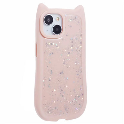JTW Series For iPhone 13 Case Cat Ear Soft TPU Phone Cover Sparkle Sequins Epoxy
