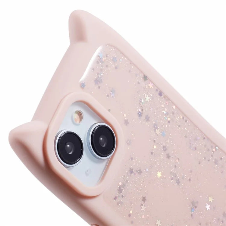 JTW Series For iPhone 13 Case Cat Ear Soft TPU Phone Cover Sparkle Sequins Epoxy