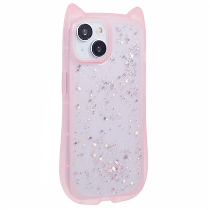JTW Series For iPhone 13 Case Cat Ear Soft TPU Phone Cover Sparkle Sequins Epoxy