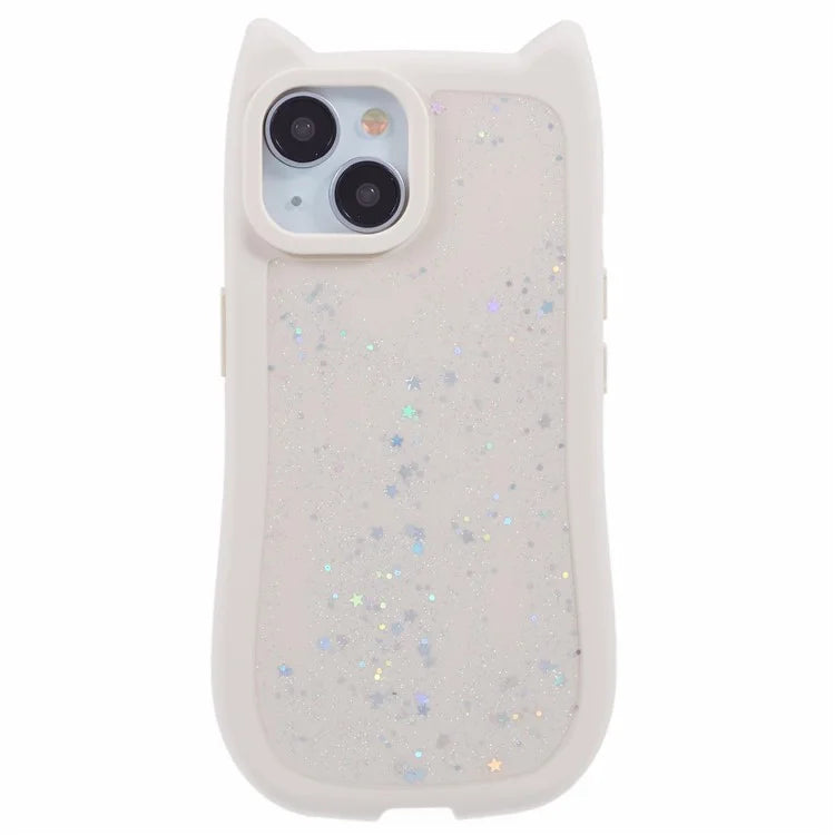JTW Series For iPhone 13 Case Cat Ear Soft TPU Phone Cover Sparkle Sequins Epoxy
