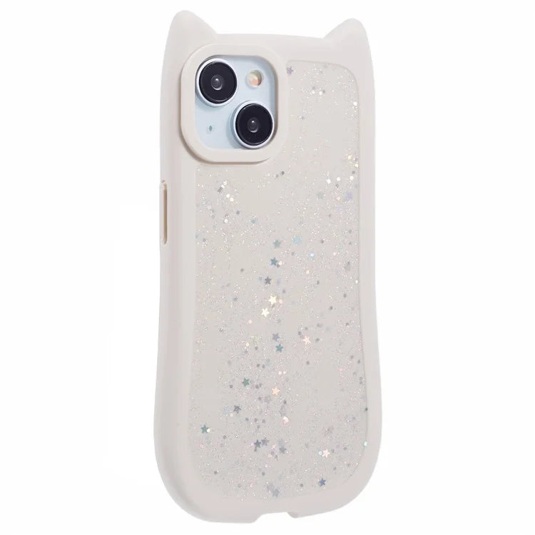 JTW Series For iPhone 13 Case Cat Ear Soft TPU Phone Cover Sparkle Sequins Epoxy